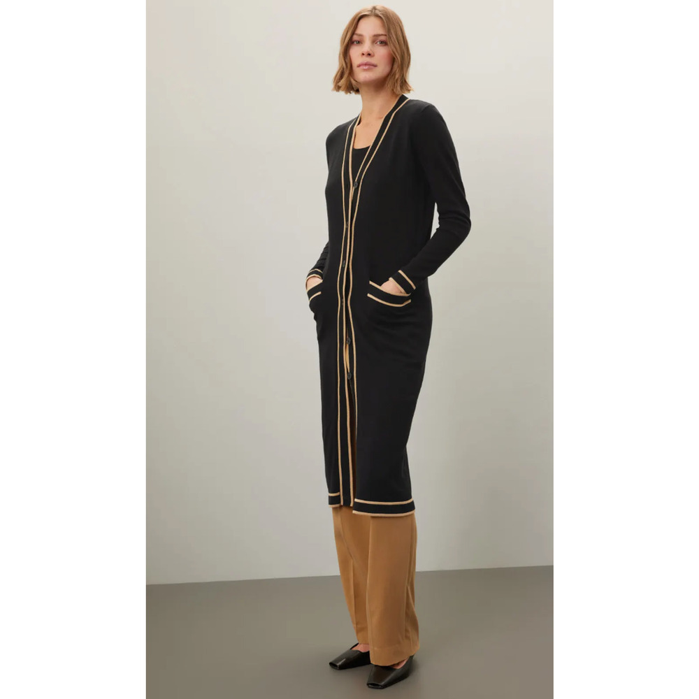 Lauren Ralph Lauren Black stripe knit Duster Size S